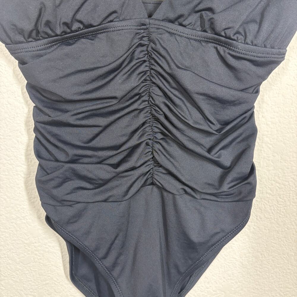 La Blanca Swimsuit Swimwear One Piece Beachwear Black Ruched Cut Out Back - Picture 4 of 9